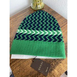 Gucci Green Gg Wool Winter Hat Size M (197933) Wat